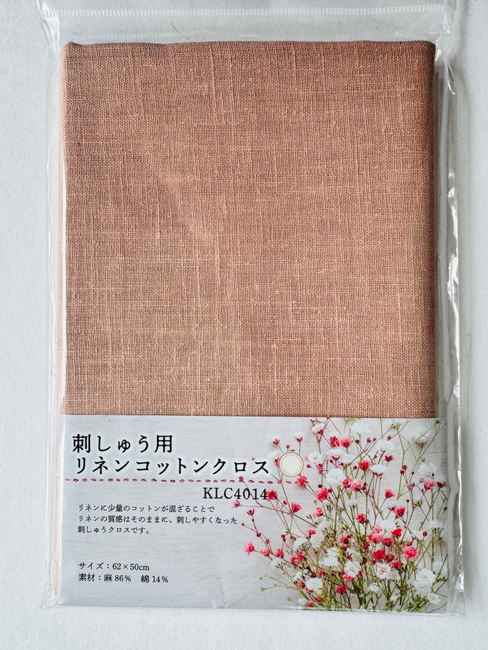 Embroidery Linen Cotton Cloth - Light Pink - Japanese Import