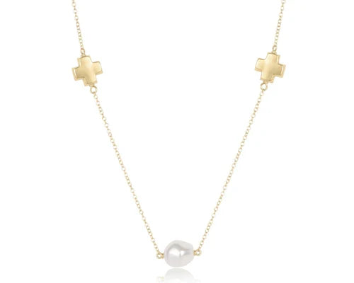 EN-15" Choker Signature Cross Admire Simplicity Chain Gold/Pearl