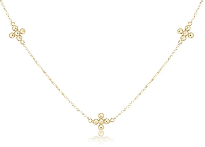 EN-15" Choker Signature Cross Gold Pattern 2mm/3mm Bead