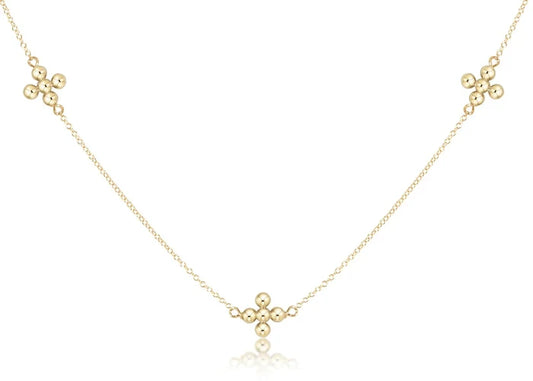 EN-15" Choker Signature Cross Gold Pattern 2mm/3mm Bead