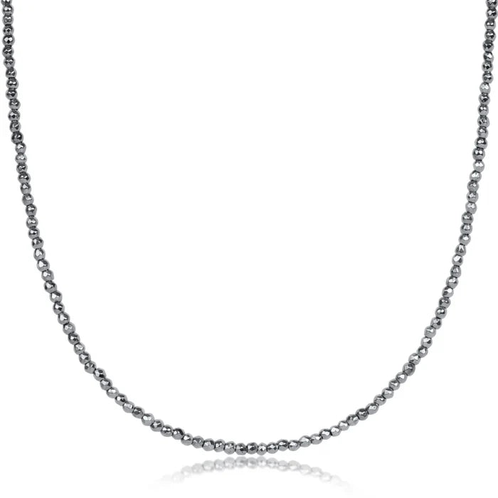 EN-15" Choker Silver FacetedHematite 2mm Bead