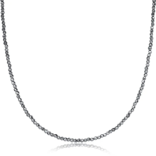 EN-15" Choker Silver FacetedHematite 2mm Bead