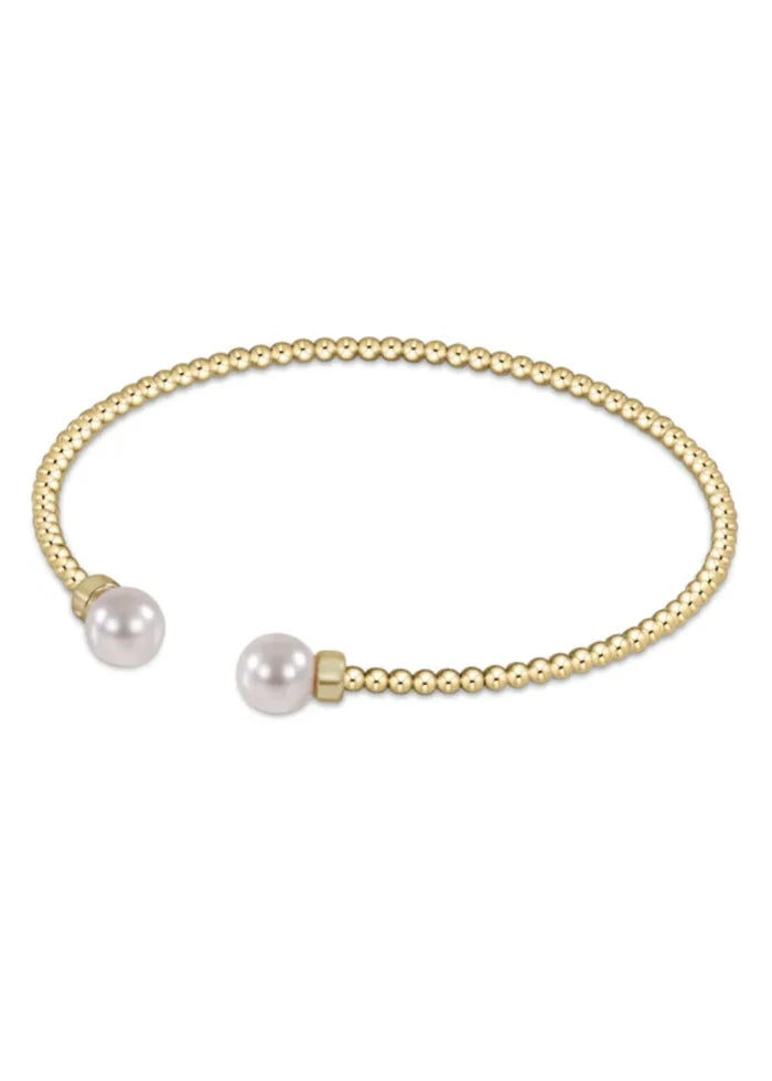 EN-Classic Gold 2mm Bead Cuff-Pearl