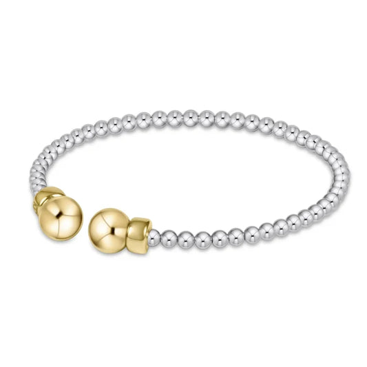 EN-Classic Mixed Metal 3mm Bead Cuff-Gold