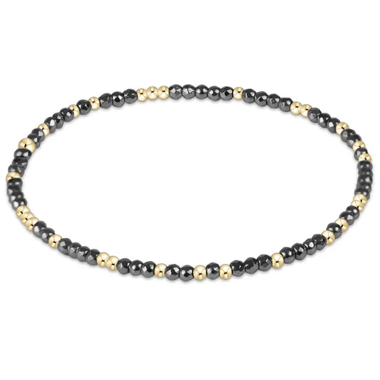 EN-Hope Unwritten Darker Silver Faceted Hematite 2mm Bead Bracelet