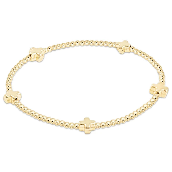 EN-Signature Cross Small 2mm Gold Bracelet