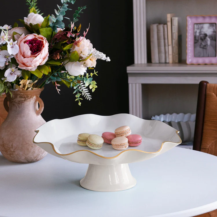 ENCANTO Carola Pedestal Cake Plate (Cream and White)