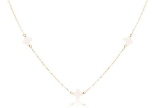 Enewton - choker simplicity chain gold - signature cross off-white - 17in - Findlay Rowe Designs