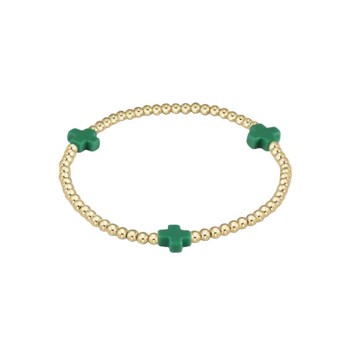Enewton - Signature Cross Gold 3mm Bead Bracelet - Emerald - Findlay Rowe Designs