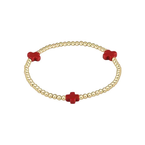 Enewton - Signature Cross Gold 3mm Bead Bracelet - Red - Findlay Rowe Designs
