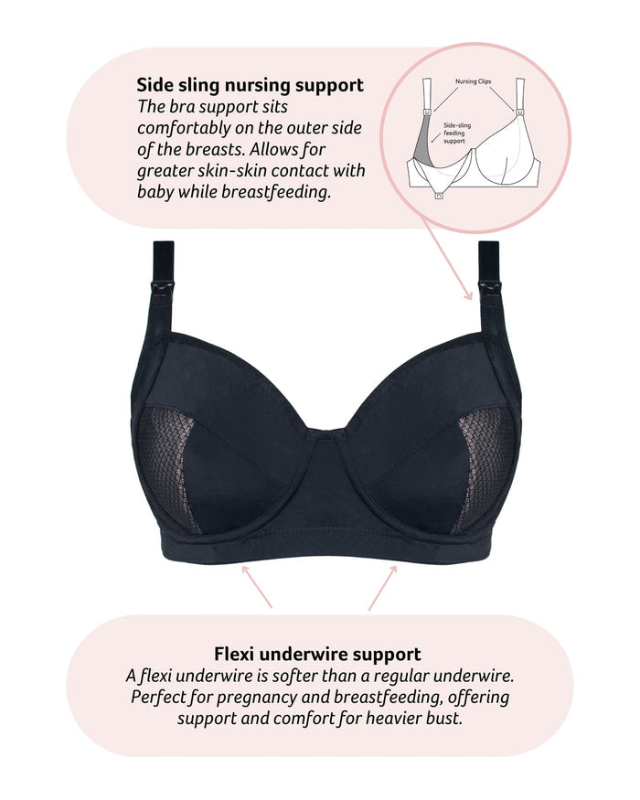 Technical features on Enlighten Nursing Bra with Flexi Underwire in Black
