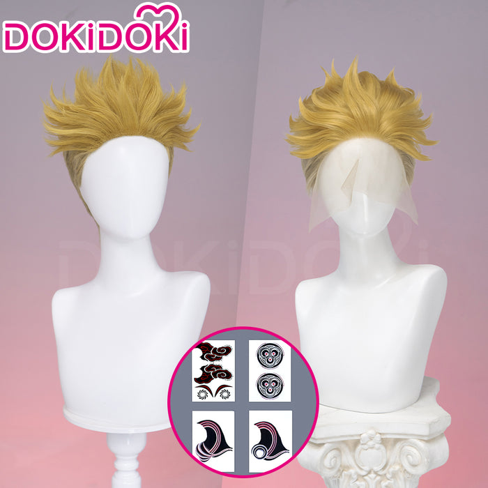 【EU Local Shipping】DokiDoki Anime GACHIAKUTA Cosplay Enjin Wig / Tattoo Short Spiky Blonde Hair