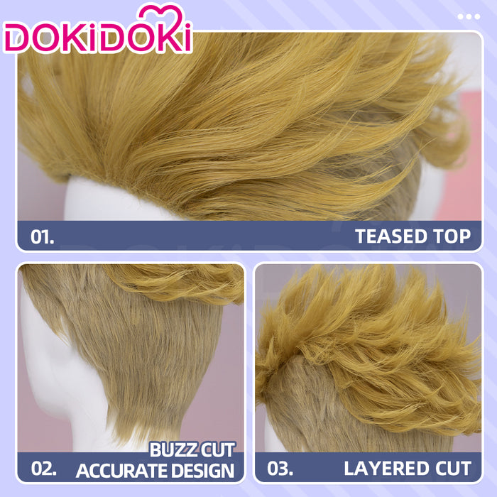 【EU Local Shipping】DokiDoki Anime GACHIAKUTA Cosplay Enjin Wig / Tattoo Short Spiky Blonde Hair