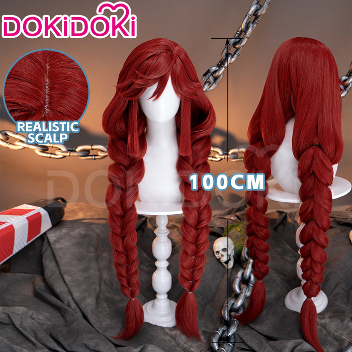 【EU Local Shipping】DokiDoki Anime GACHIAKUTA Cosplay Riyo Reaper Wig Long Red Hair Fishtail Braid