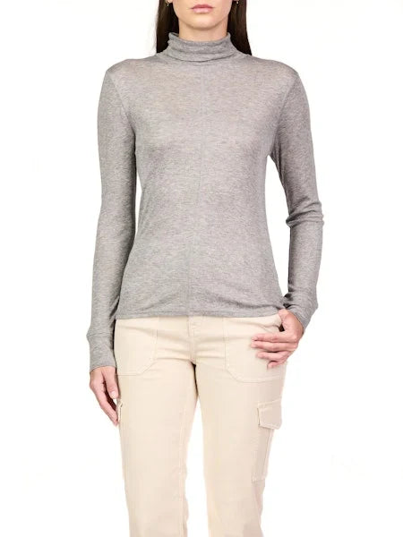 Exposed Seams Mock Neck Top