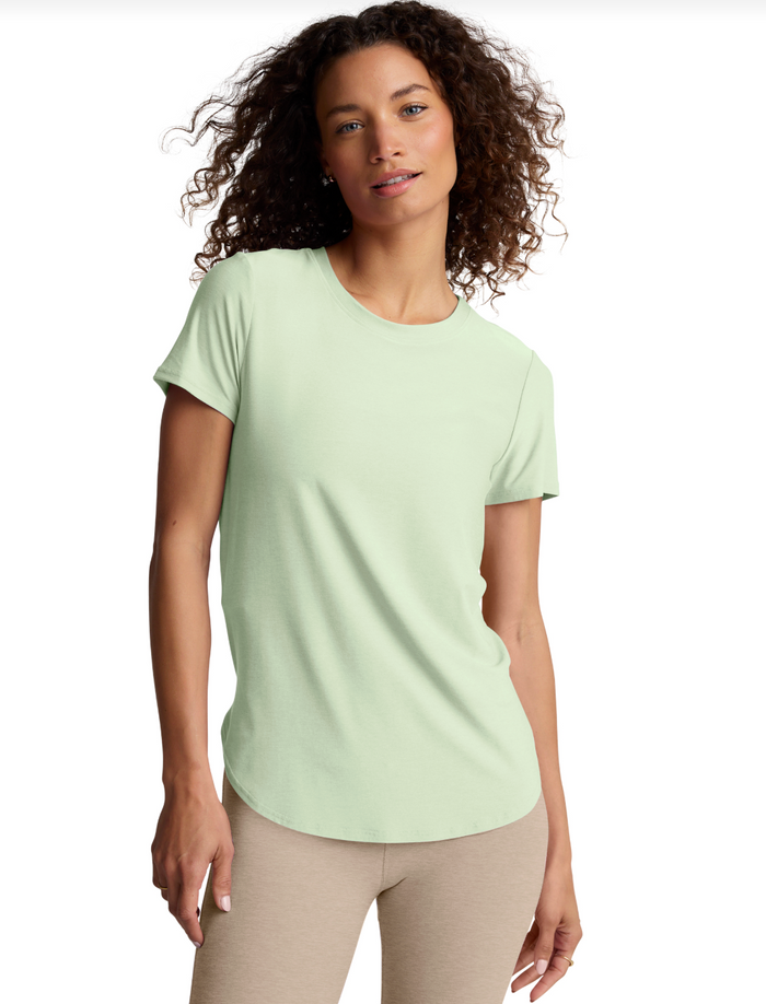 Featherweight on the Down Low Tee-Airy Green Heather