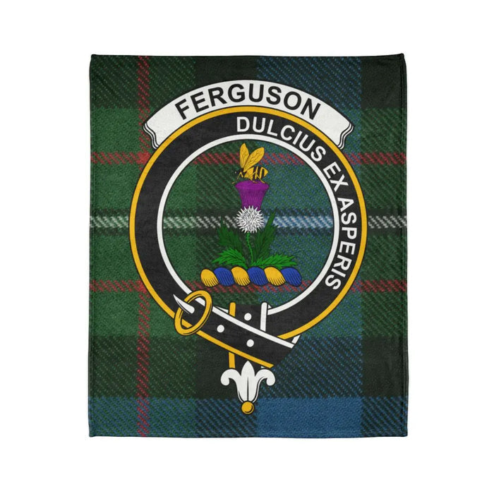 Ferguson Dulcius Ex Asperis crest design throw blanket — heraldic clan crest on 50x60 polyester