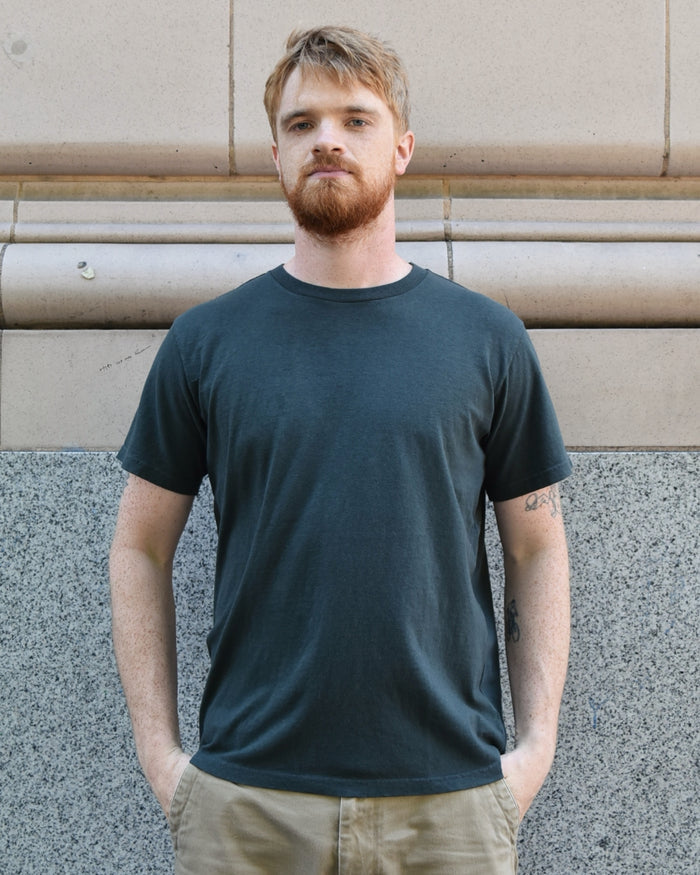 Fil Melange Vink Tenjiku Slub T-Shirt in Charcoal Khaki