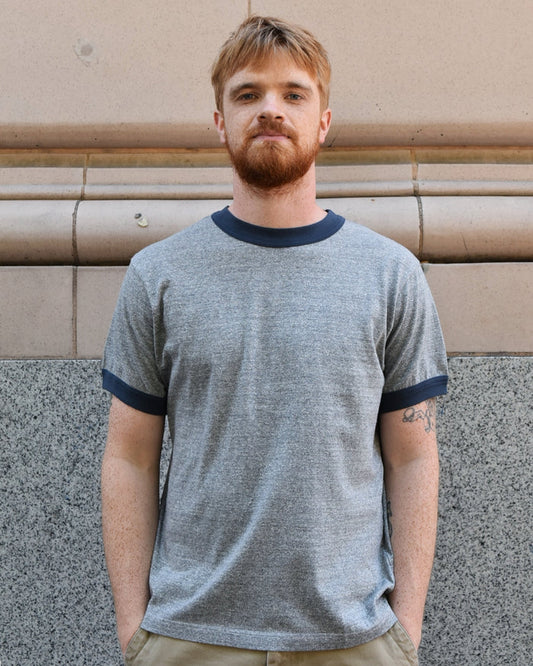 Fil Melange Volker 2 Ringer T-Shirt in Grey Melange