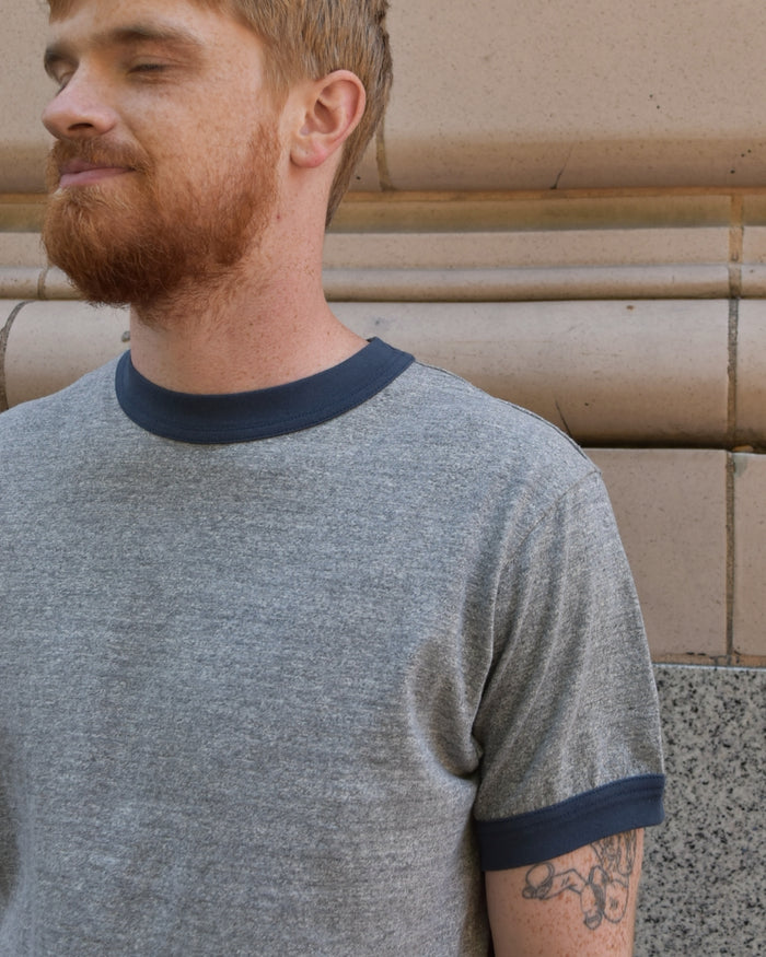 Fil Melange Volker 2 Ringer T-Shirt in Grey Melange