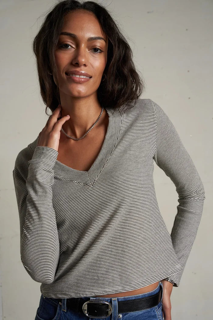 Fiona Stripe Jersey - Ivory/Black