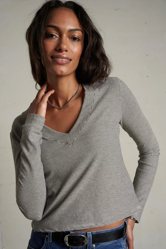 Fiona Stripe Jersey - Ivory/Black