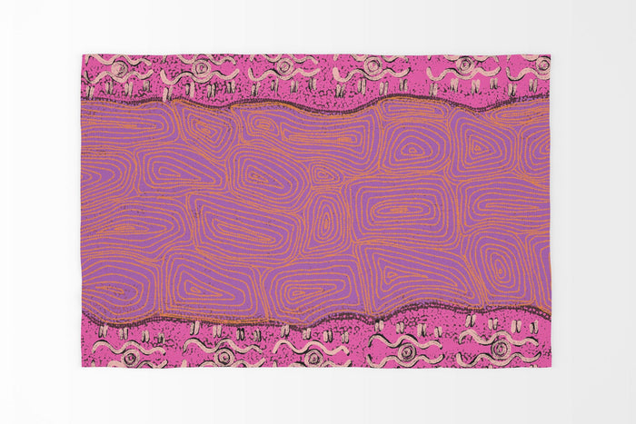 Floor Mat, Durable Rug, Rectangle Rugs, Pink And Yellow Rug, Austrialian Aboriginal Rug, Contemporary Rug, Bedroom Carpet, Made In USA