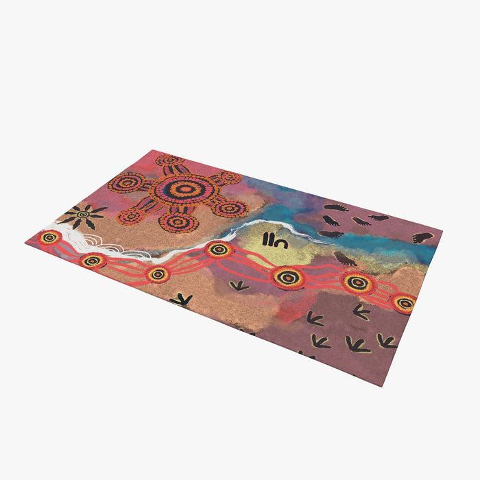 Floor Mat, Small Rug, Thick Carpet, Rectangle Rug, Red And Yellow Rug, Abstract Rug, Modern Rug, Decor Rug, Made In USA, Flat Woven Rug