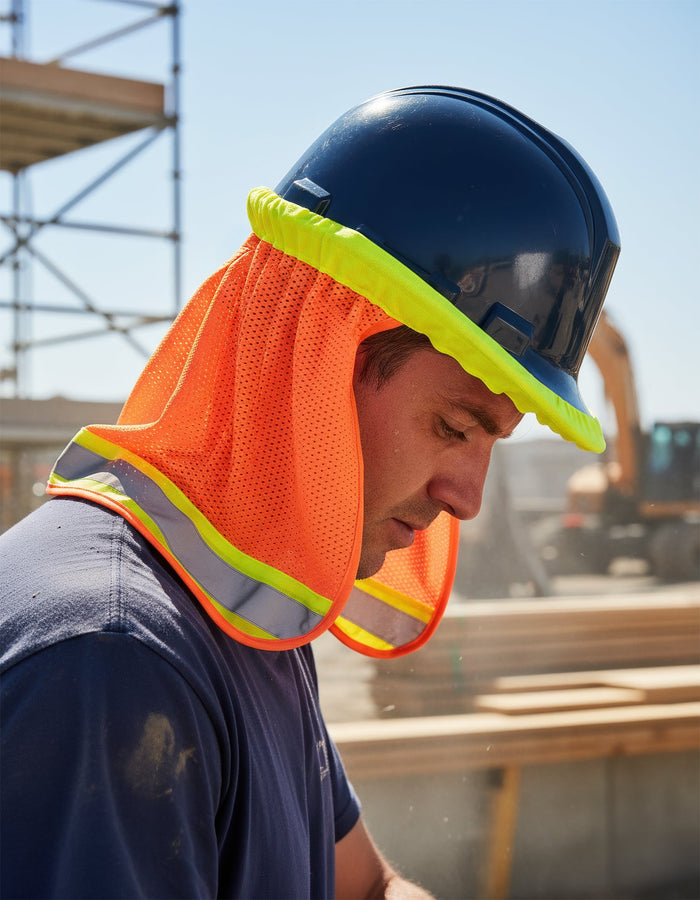Forcefield Hi-Vis Reflective Mesh Hard Hat Sun Shade Neck Shield