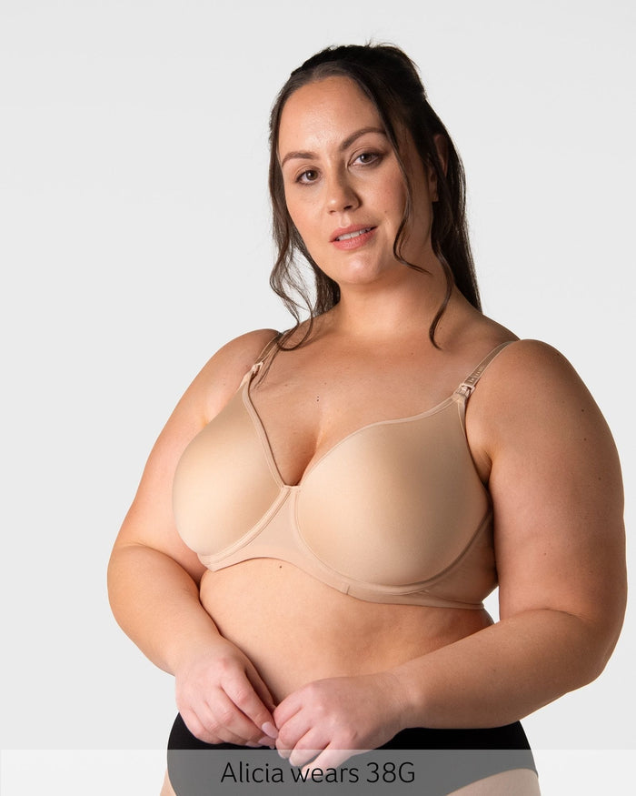 Forever New T-Shirt Nursing Bra in Frappe — smooth contour nursing bra with flexiwire — Hotmilk Lingerie
