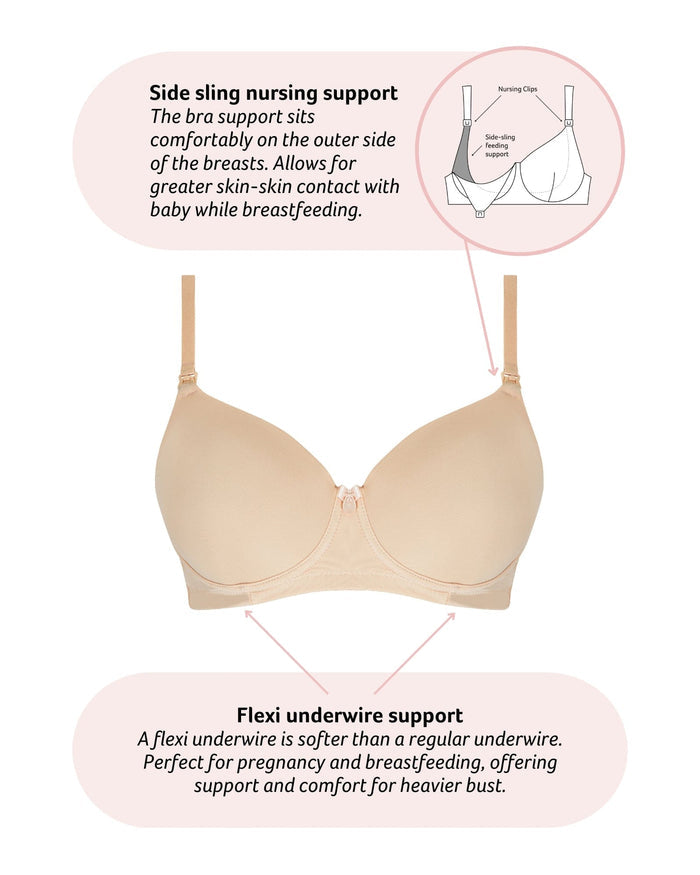 Technical features on Forever Yours Flexi Underwire T-Shirt Bra in Frappe