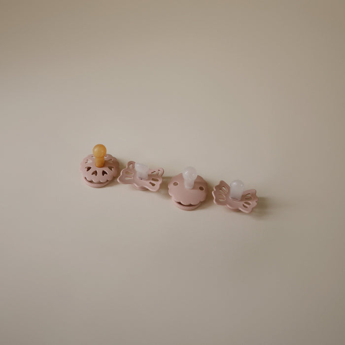 FRIGG Baby's First Pacifier Floral Heart (Blush) 4-Pack - Babies in Bloom