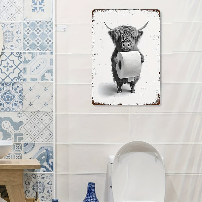 Funny Cow Bathroom Metal Sign Wall Decor Farmhouse Sign For Toilet Restroom Decor Gifts