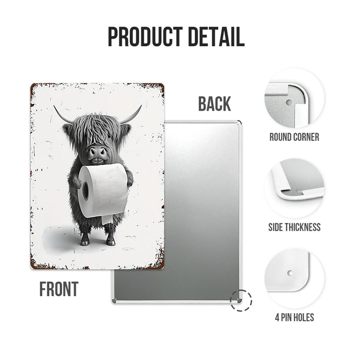 Funny Cow Bathroom Metal Sign Wall Decor Farmhouse Sign For Toilet Restroom Decor Gifts
