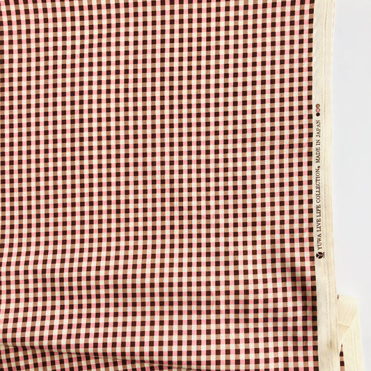 Gingham Check - Pink and Brown - Yuwa Live Life Collection