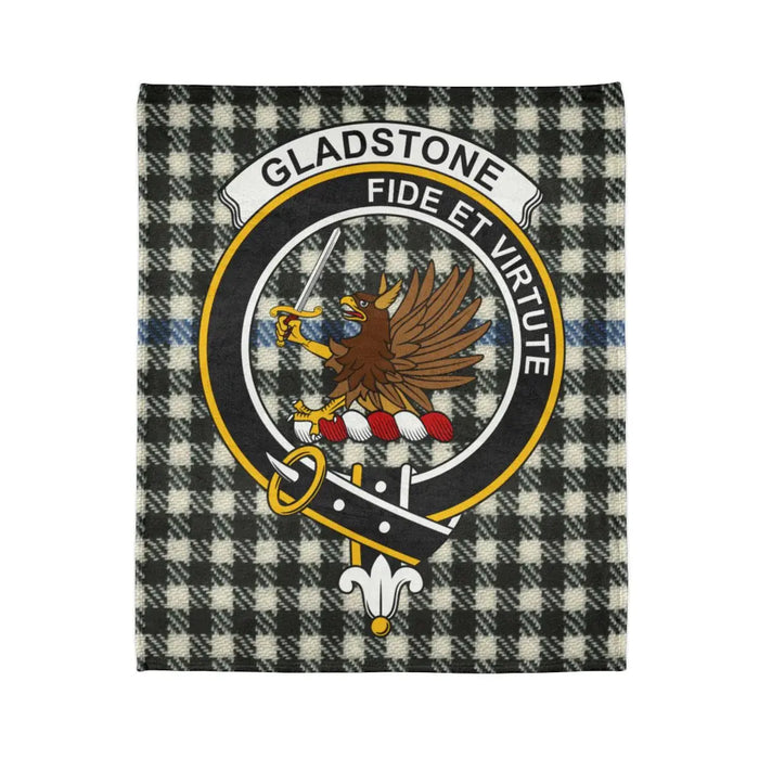 Gladstone Clan Tartan Plaid Blanket with Crest Design