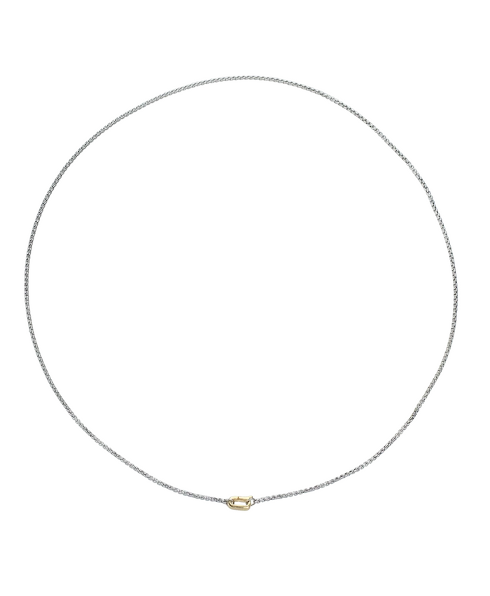 Gold Can Opener Mini Box Slim Silver Chain 16"