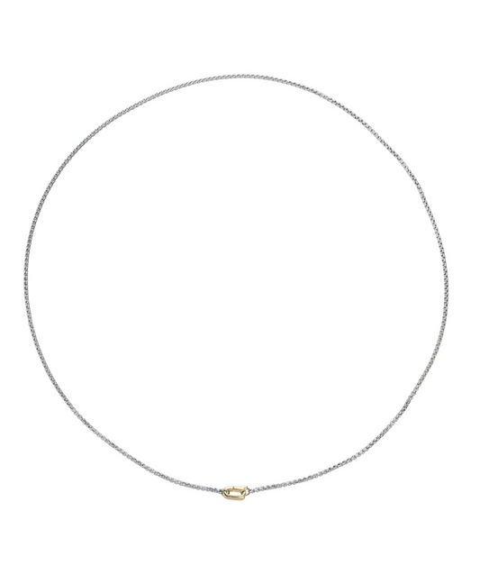 Gold Can Opener Mini Box Slim Silver Chain 16"