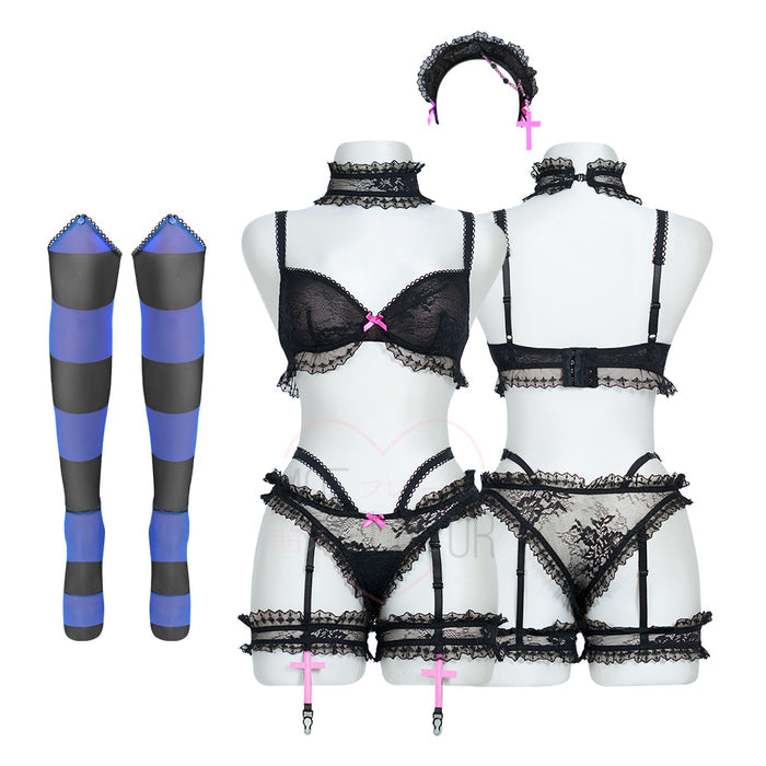 Goth Angel Ruffled Lace Lingerie
