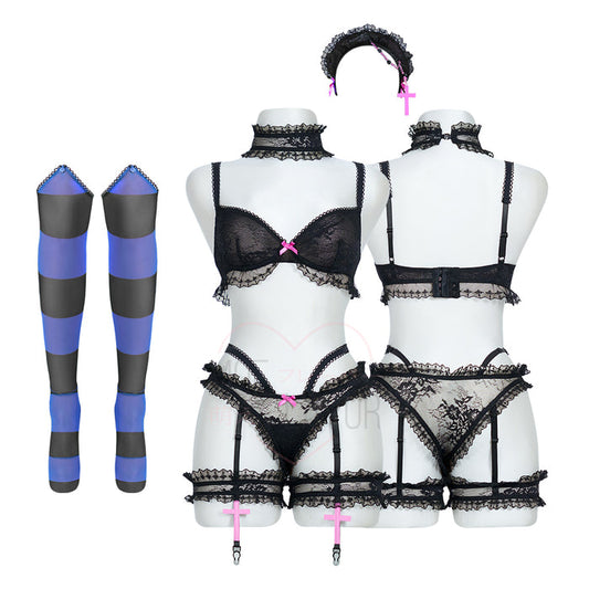Goth Angel Ruffled Lace Lingerie