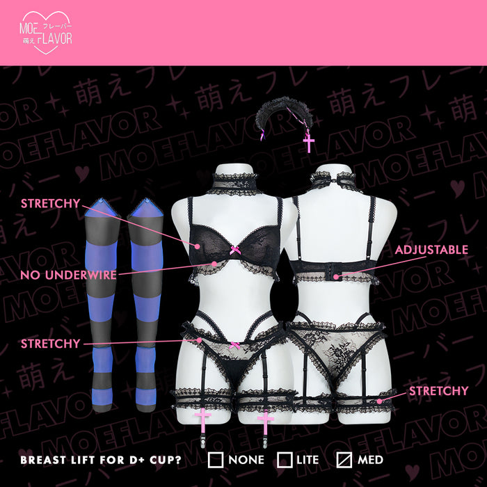 Goth Angel Ruffled Lace Lingerie