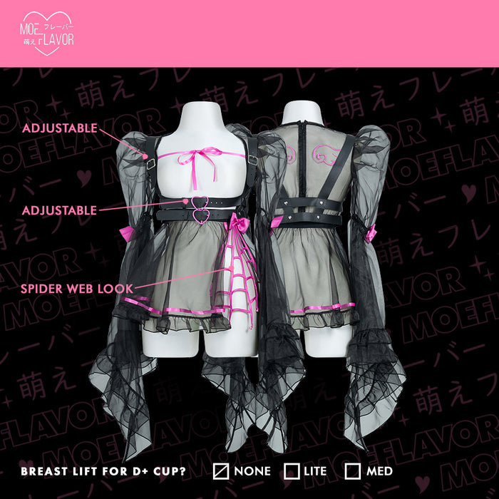 Goth Angel Ruffled Lace Sheer Dress