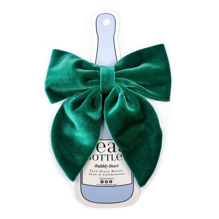 Green Velvet Bottle Bow