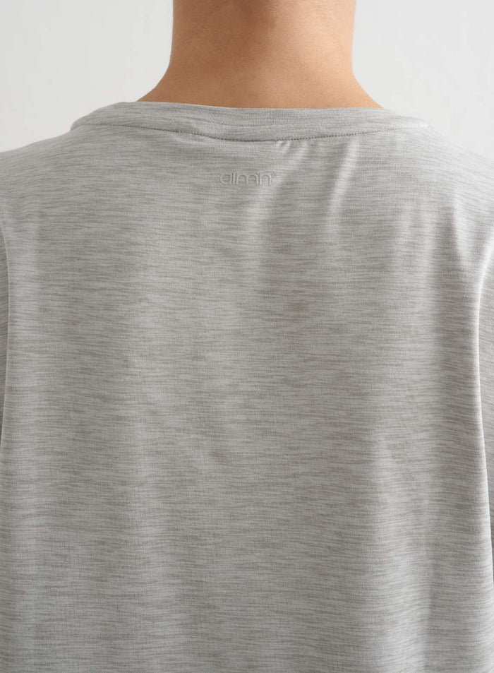 Grey Melange Soft Basic Roll Sleeve Top