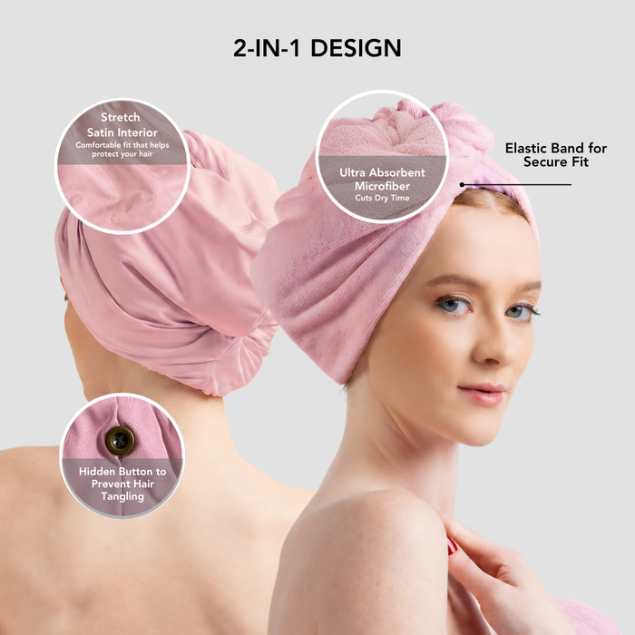 Hairbrella 2-in-1 Satin Twist Towel Turban, Bundle (2)