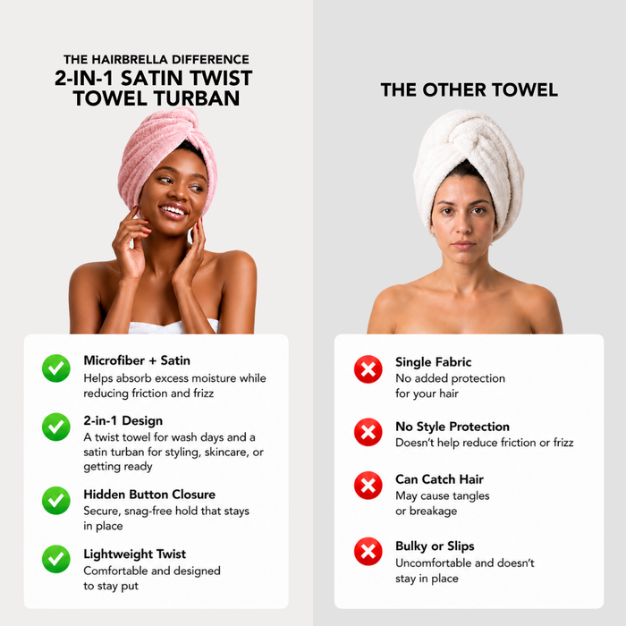 Hairbrella 2-in-1 Satin Twist Towel Turban, Bundle (2)