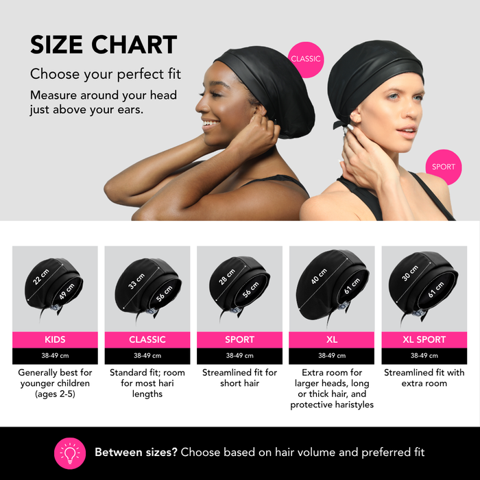 Hairbrella Satin-Lined Waterproof, Adjustable Swim Cap Sport