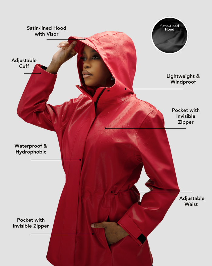 Hairbrella Satin-Lined, Waterproof Rain Jacket