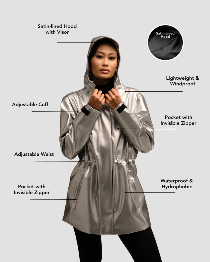 Hairbrella Satin-Lined, Waterproof Rain Jacket