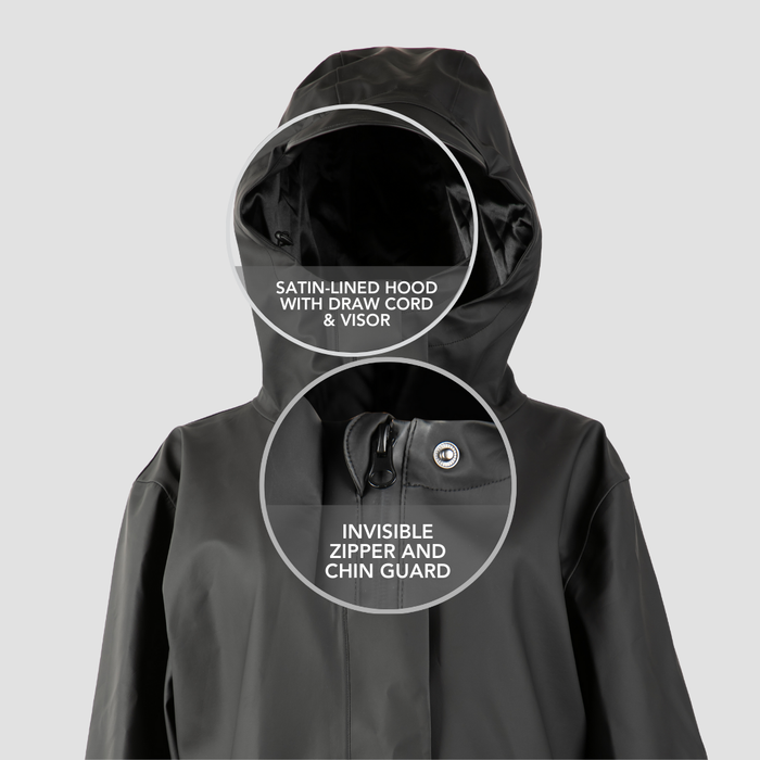 Hairbrella Satin-Lined, Waterproof, Unisex Long Rain Jacket